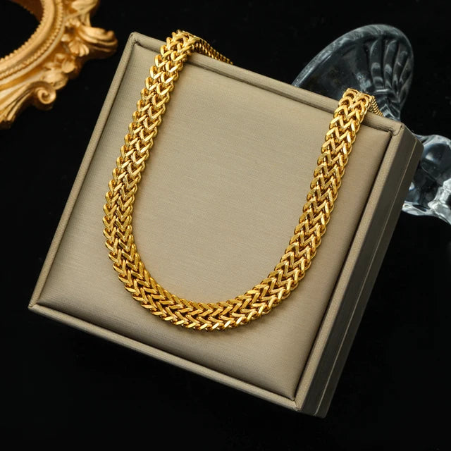 EILIECK 316L Stainless Steel Exaggerated Gold Color Thick Chain Pendant Necklace For Women Fashion Neck Chain Waterproof Jewelry