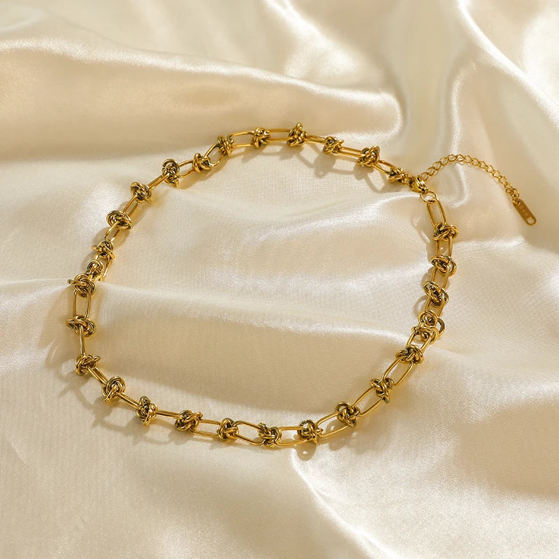 EILIECK 316L Stainless Steel Exaggerated Gold Color Thick Chain Pendant Necklace For Women Fashion Neck Chain Waterproof Jewelry