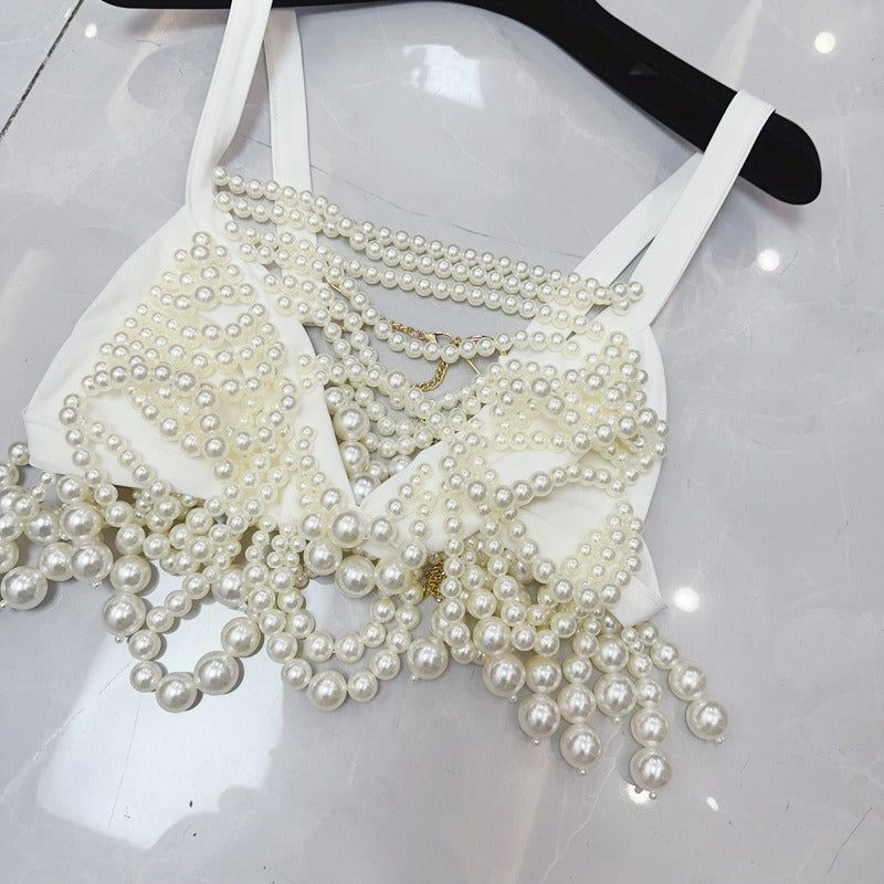 Pearl Chain Strap Pearl Vest Dress