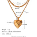 Holiday Vocation Mothers Day Gift Gold Plated Casting Heart Pendant Double Layers Necklace Waterproof Stainless Steel Jewelry