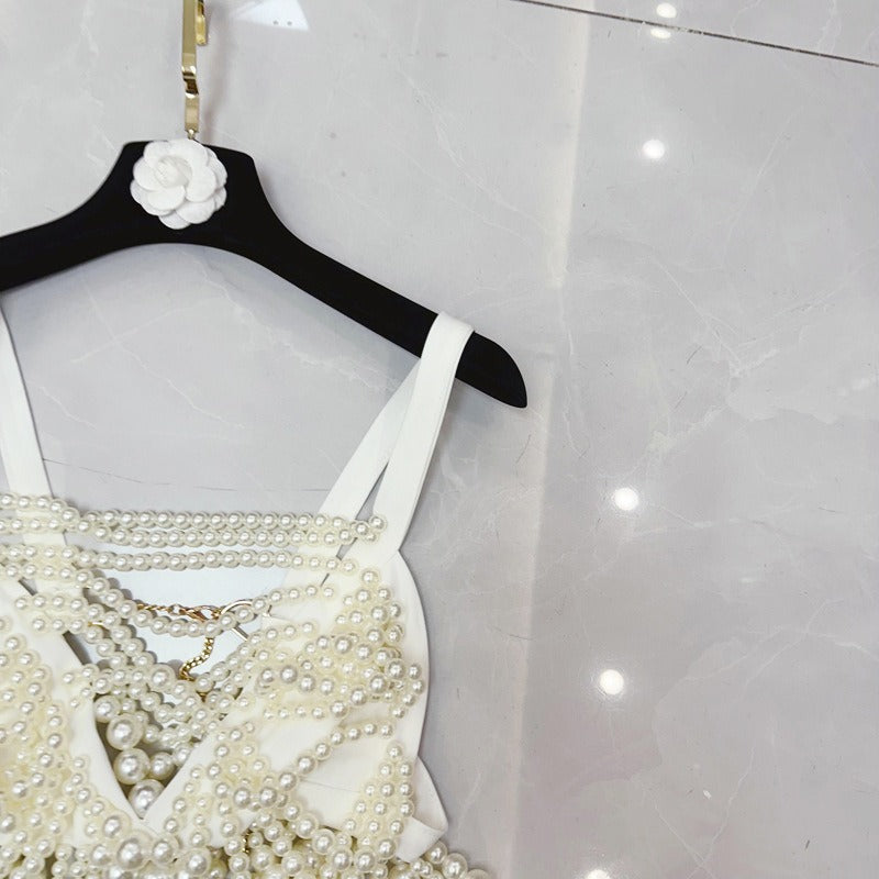Pearl Chain Strap Pearl Vest Dress