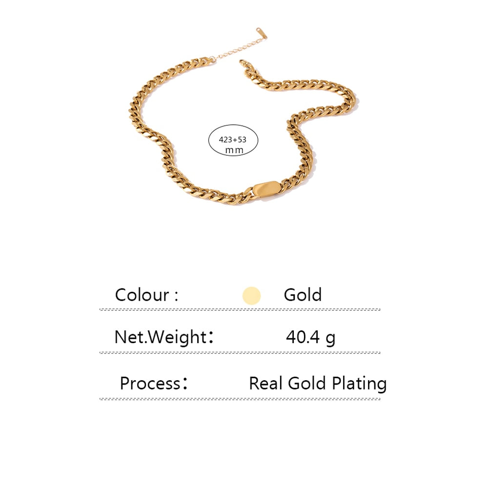 Yhpup Gold Chain Stainless Steel Necklace joyería acero inoxidable mujer Charm Texture Collar Punk Jewelry Gift Waterproof
