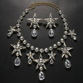 Rhinestone Star Water Drop Dangle Necklace Sets for Women Designer Irregular Necklace Earrings Sets Wedding Jewelry Sets Gift