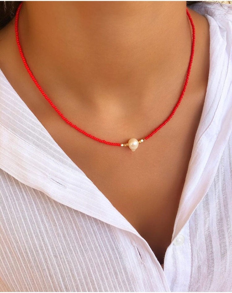 Colorful Rice Pearl Freshwater Pearl Necklace
