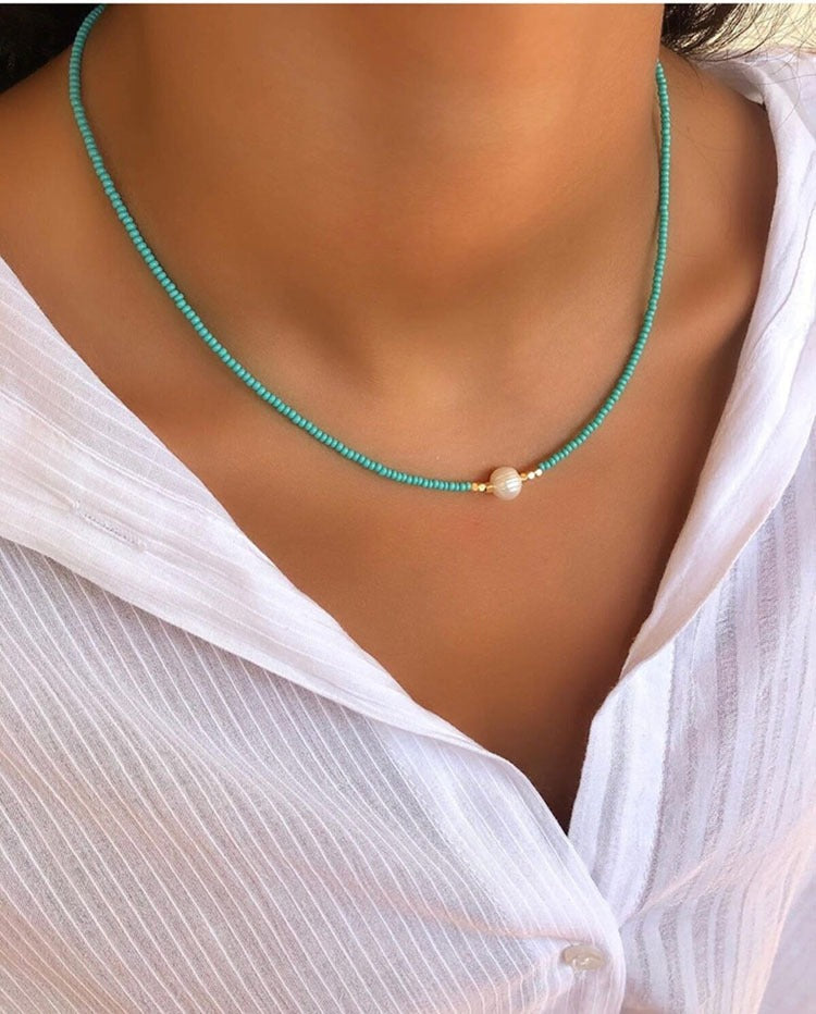 Colorful Rice Pearl Freshwater Pearl Necklace
