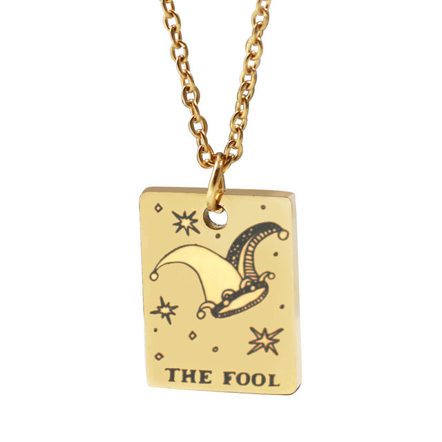 Fashion Stainless Steel Pendant Necklace Titanium Steel Gold Plated Square Light Luxury Clavicle Necklace