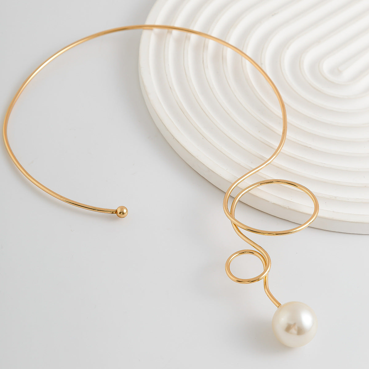 Plain Circle Butterfly Knot Choker Women's Water Drop Imitation Pearl Fashion Punk Metal Collar