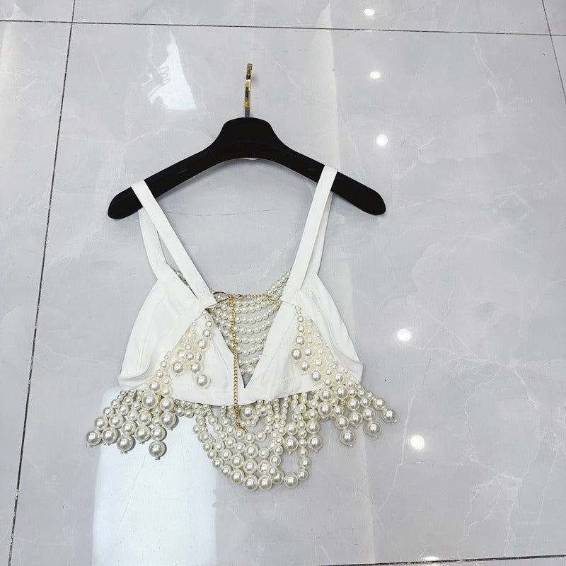 Pearl Chain Strap Pearl Vest Dress