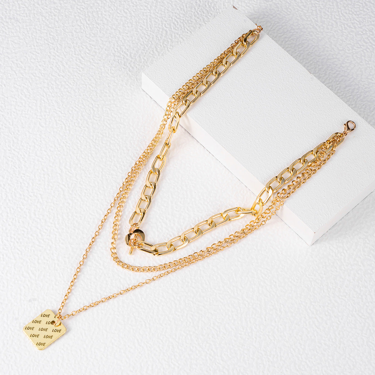 Personalized Multi Layer Trend Necklace Love Letter Pendant Chain Necklace Layered Necklace