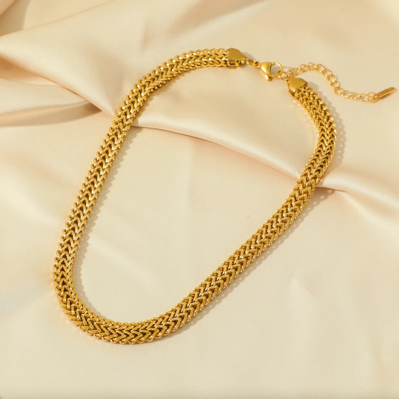 EILIECK 316L Stainless Steel Exaggerated Gold Color Thick Chain Pendant Necklace For Women Fashion Neck Chain Waterproof Jewelry