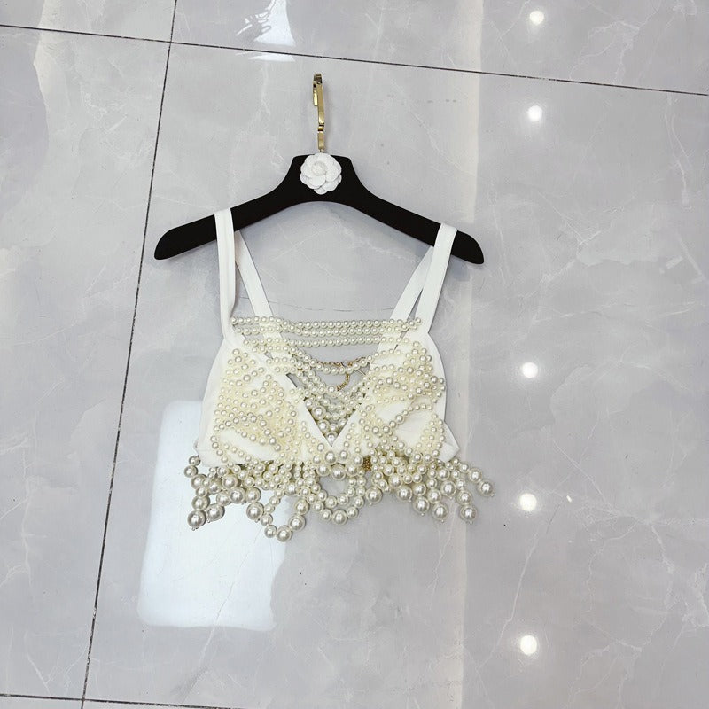Pearl Chain Strap Pearl Vest Dress