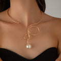 Plain Circle Butterfly Knot Choker Women's Water Drop Imitation Pearl Fashion Punk Metal Collar